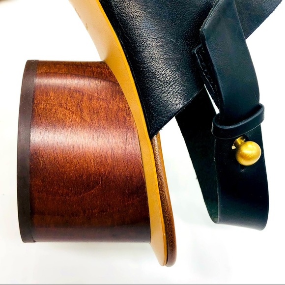Rag & Bone Leather Square Toe Wood Heel City Sandals 7.5 NWT - Picture 8 of 13